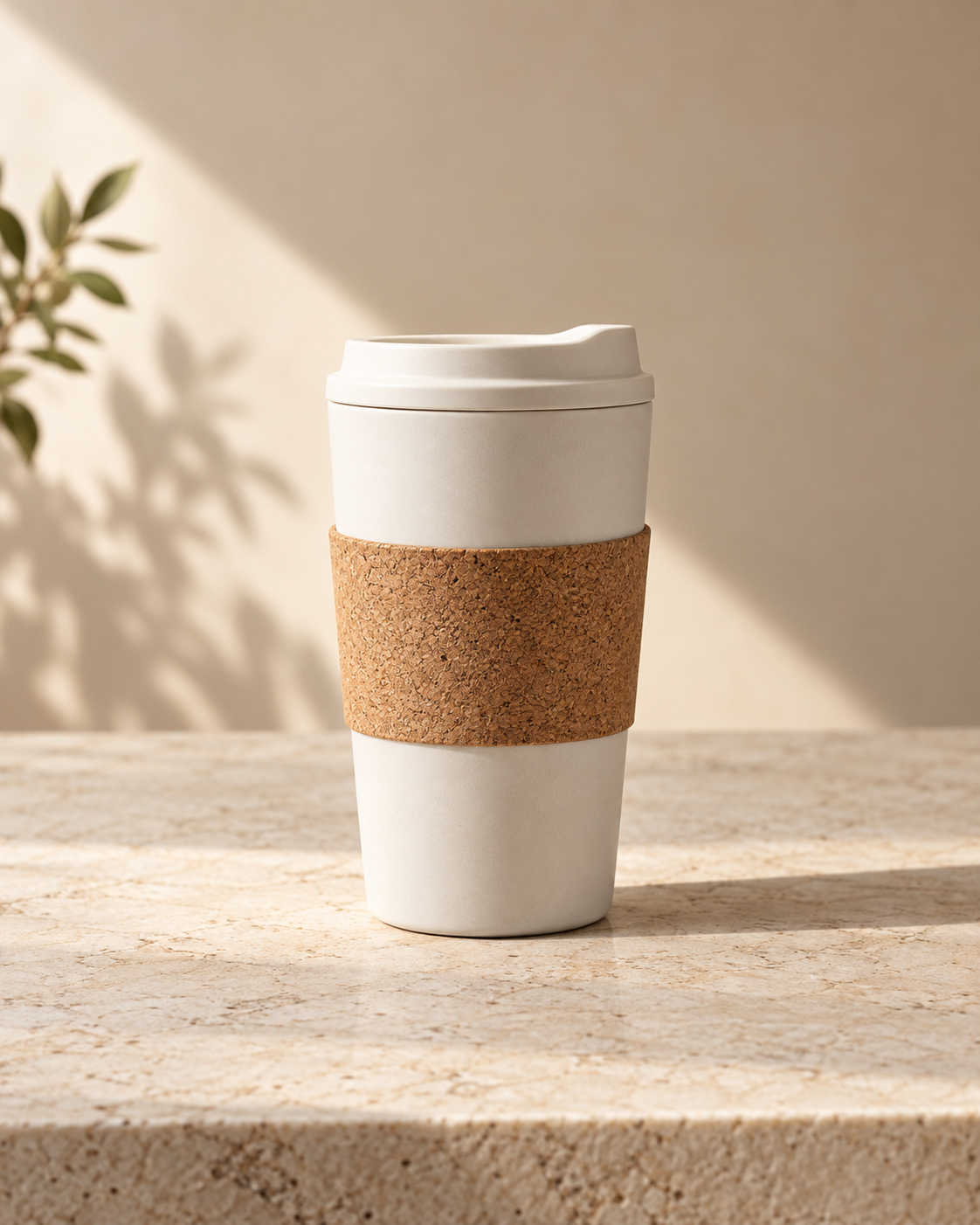 米白色陶瓷随行咖啡杯产品图